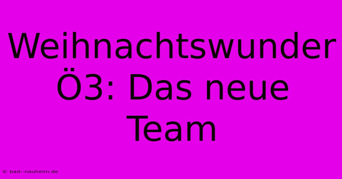 Weihnachtswunder Ö3: Das Neue Team