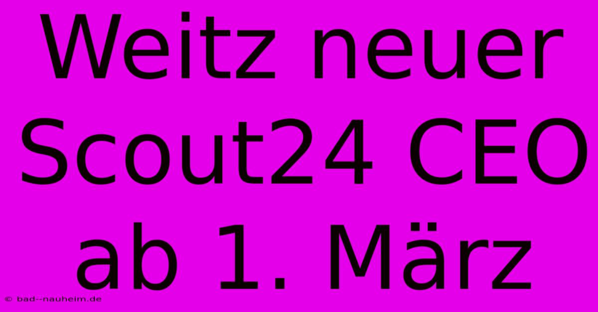 Weitz Neuer Scout24 CEO Ab 1. März