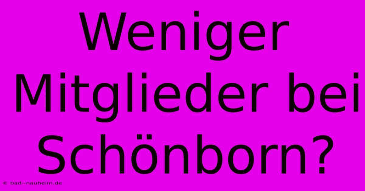 Weniger Mitglieder Bei Schönborn?