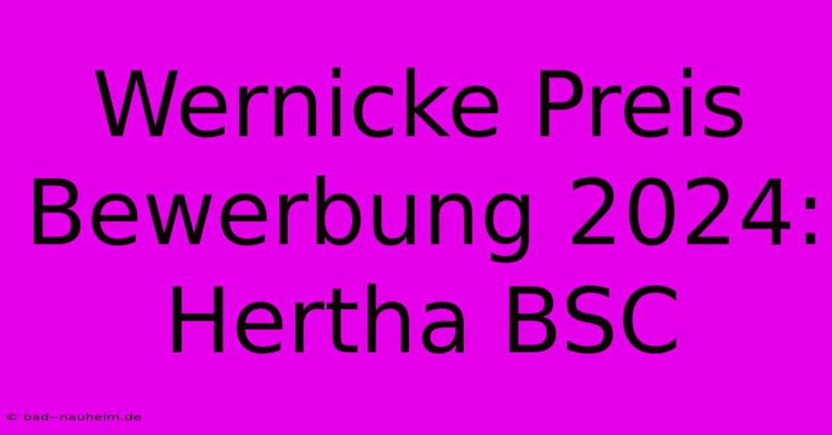 Wernicke Preis Bewerbung 2024: Hertha BSC