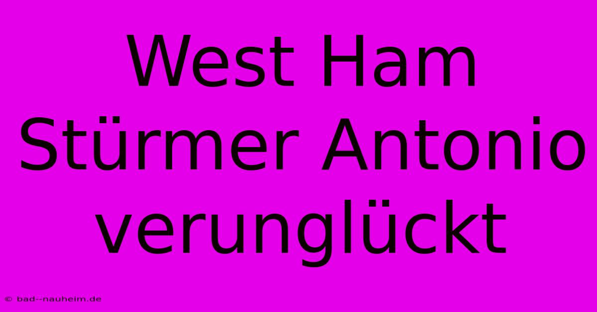 West Ham Stürmer Antonio Verunglückt