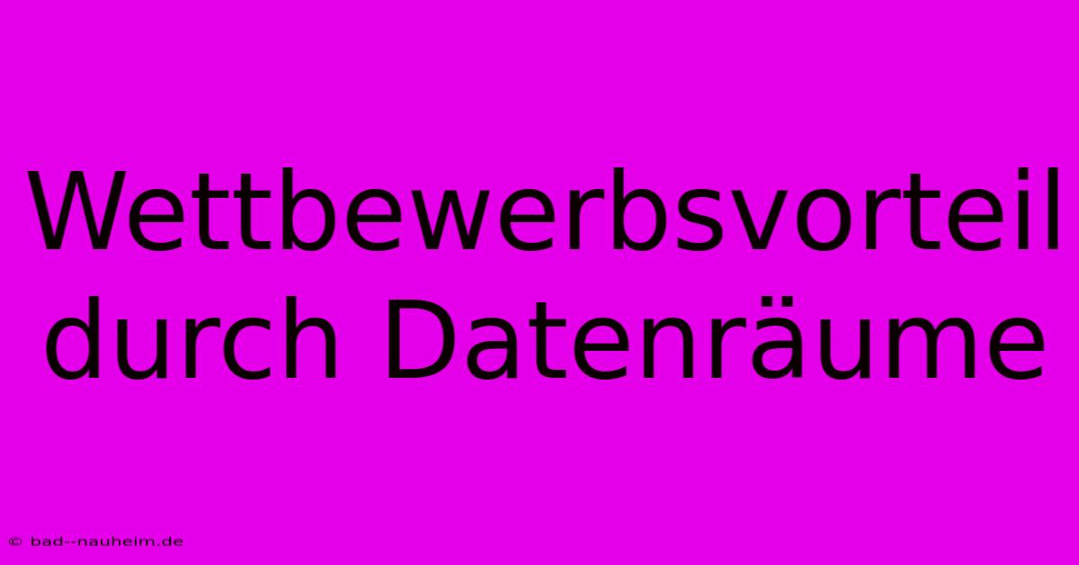 Wettbewerbsvorteil Durch Datenräume