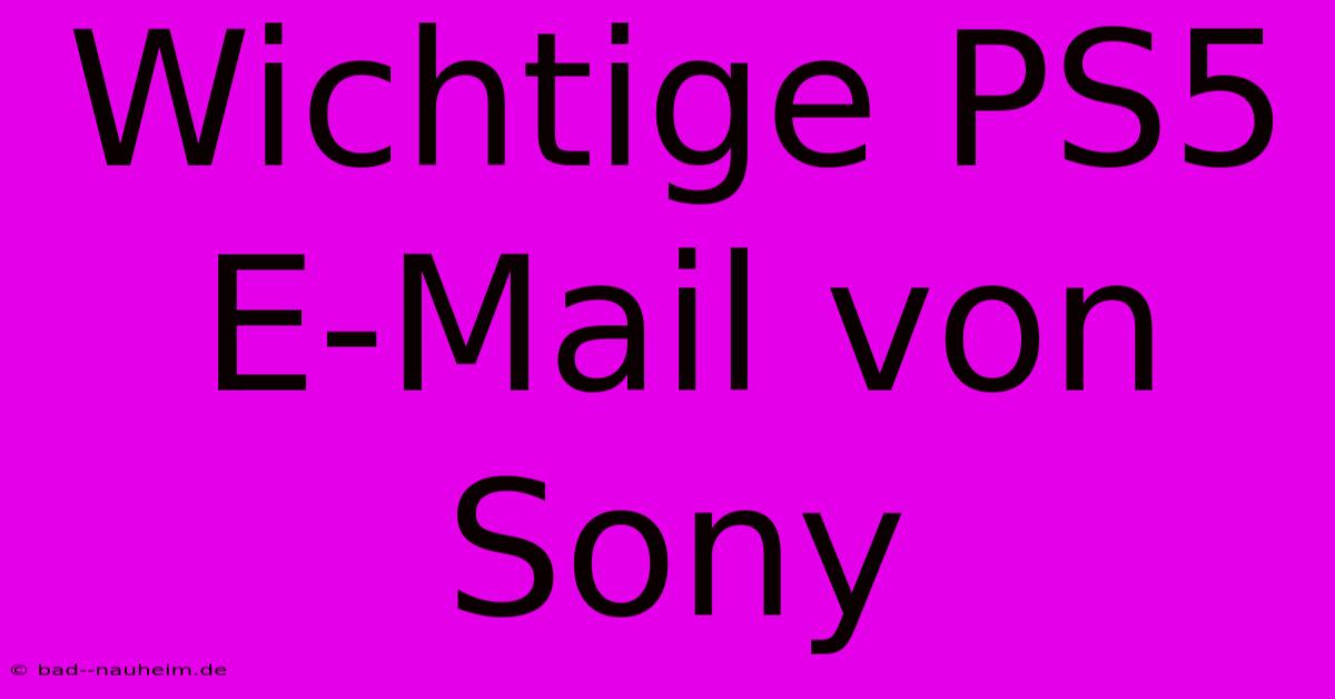 Wichtige PS5 E-Mail Von Sony