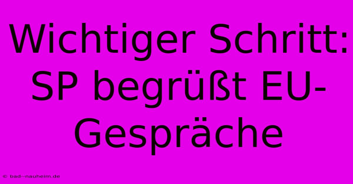 Wichtiger Schritt: SP Begrüßt EU-Gespräche