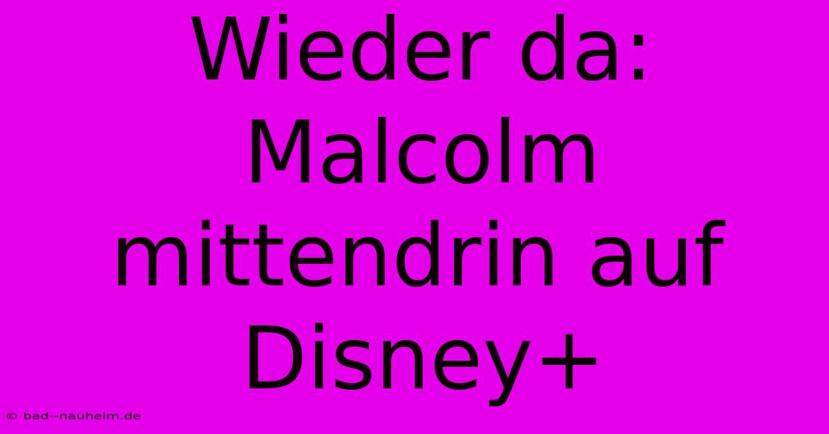 Wieder Da: Malcolm Mittendrin Auf Disney+