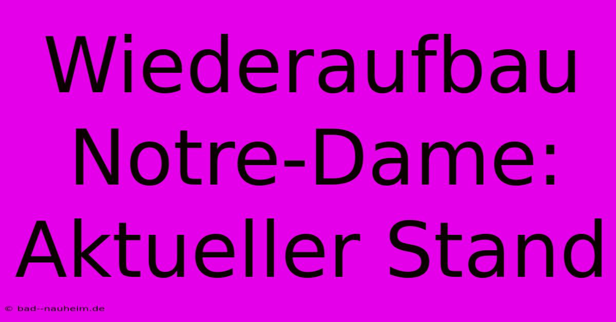 Wiederaufbau Notre-Dame: Aktueller Stand