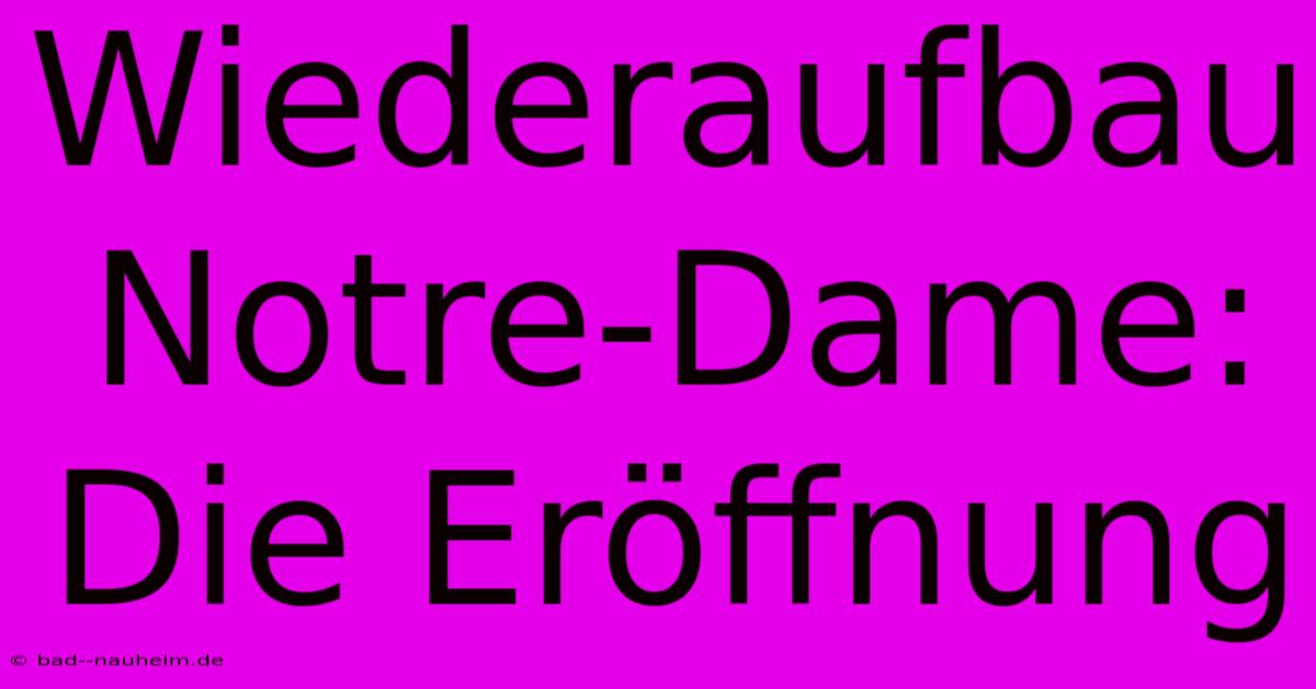 Wiederaufbau Notre-Dame: Die Eröffnung