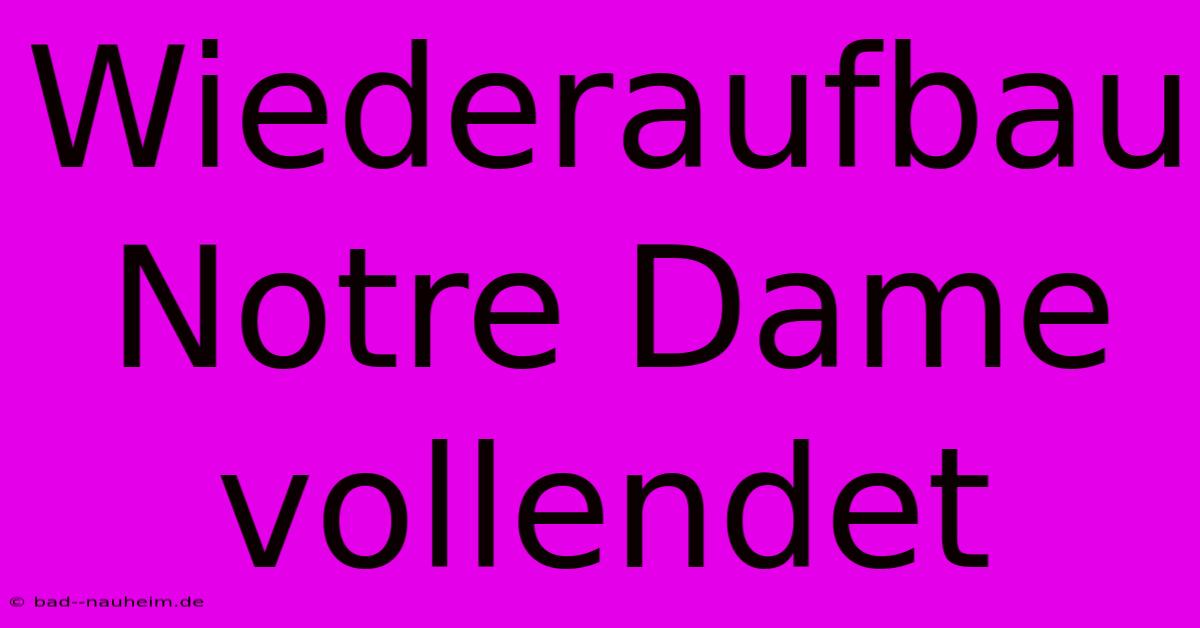 Wiederaufbau Notre Dame Vollendet