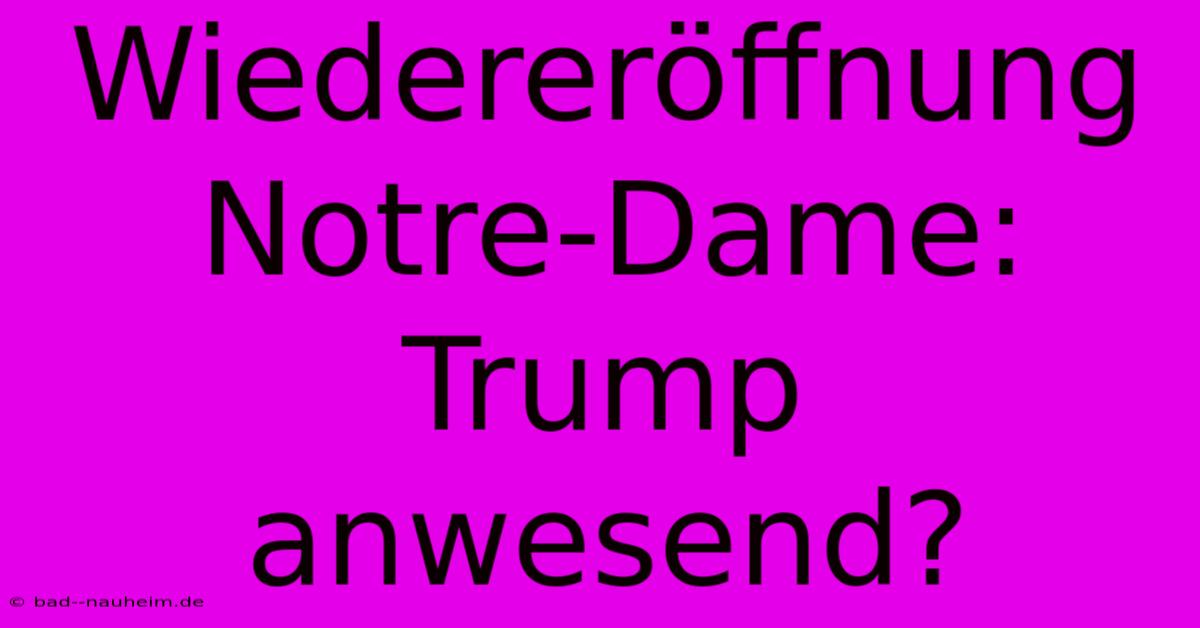 Wiedereröffnung Notre-Dame: Trump Anwesend?