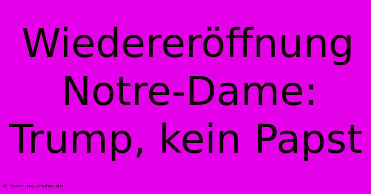 Wiedereröffnung Notre-Dame: Trump, Kein Papst