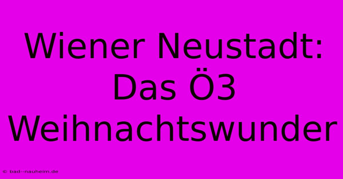 Wiener Neustadt: Das Ö3 Weihnachtswunder