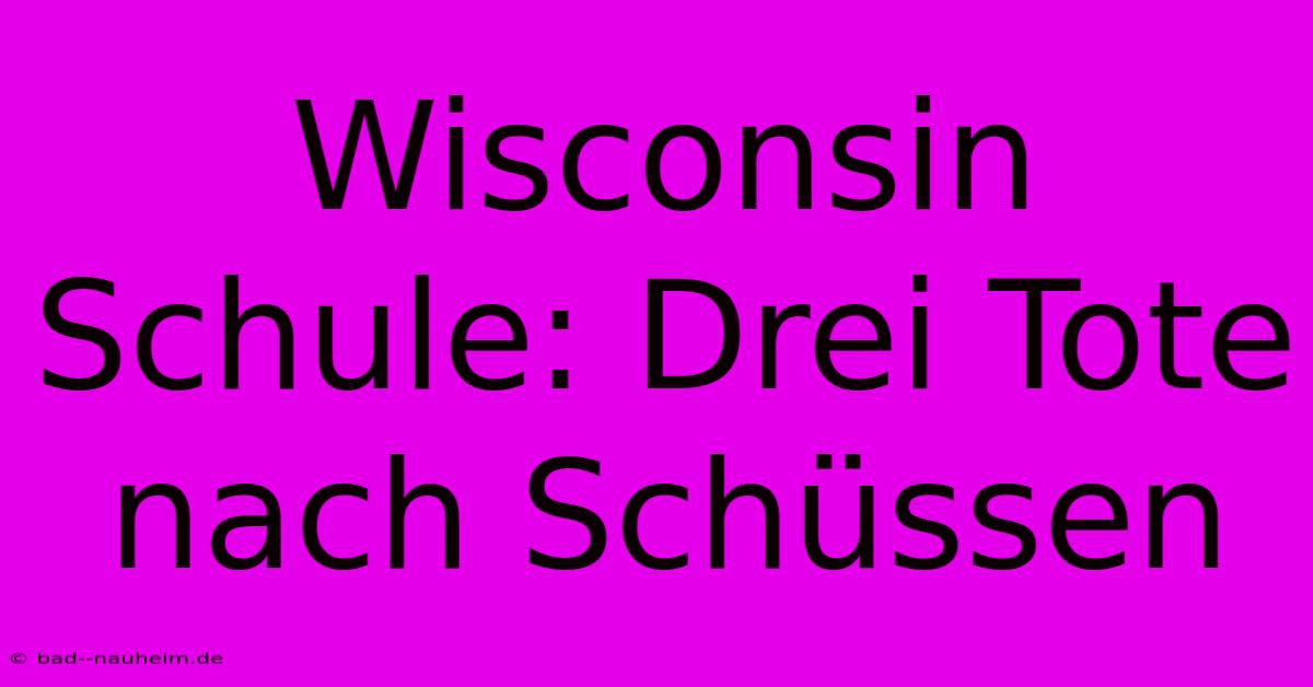 Wisconsin Schule: Drei Tote Nach Schüssen