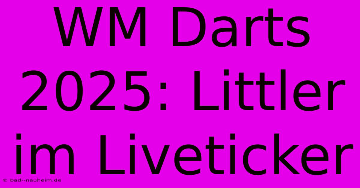 WM Darts 2025: Littler Im Liveticker