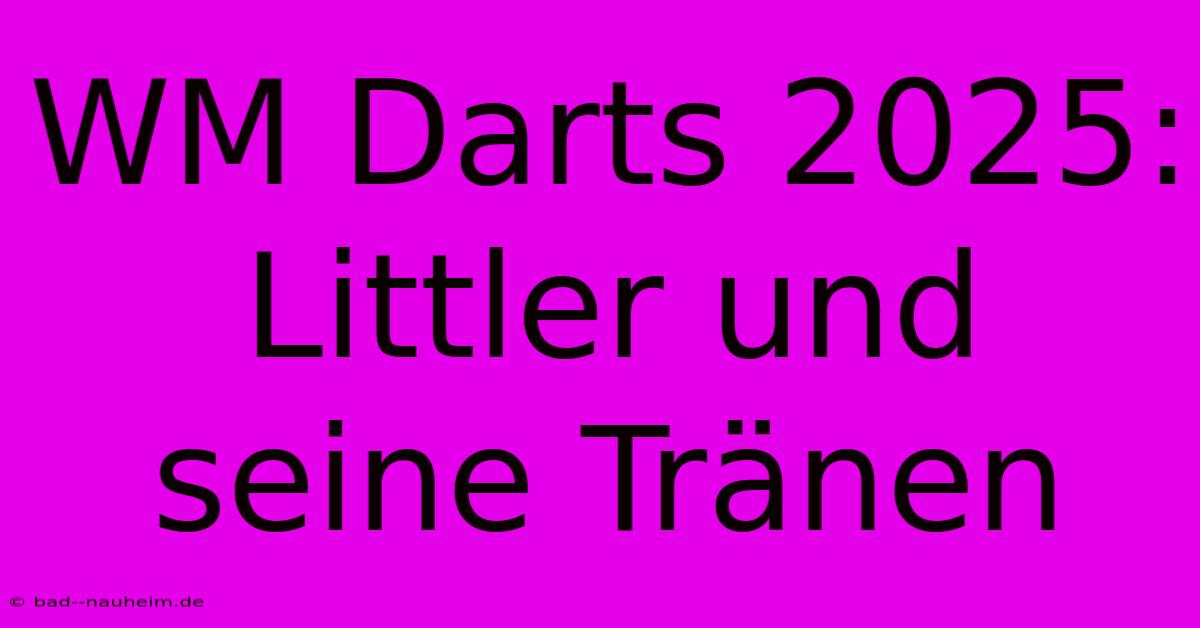 WM Darts 2025: Littler Und Seine Tränen