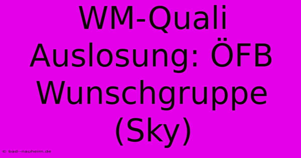 WM-Quali Auslosung: ÖFB Wunschgruppe (Sky)