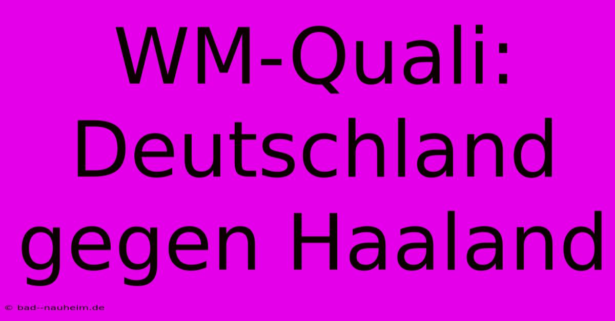 WM-Quali: Deutschland Gegen Haaland