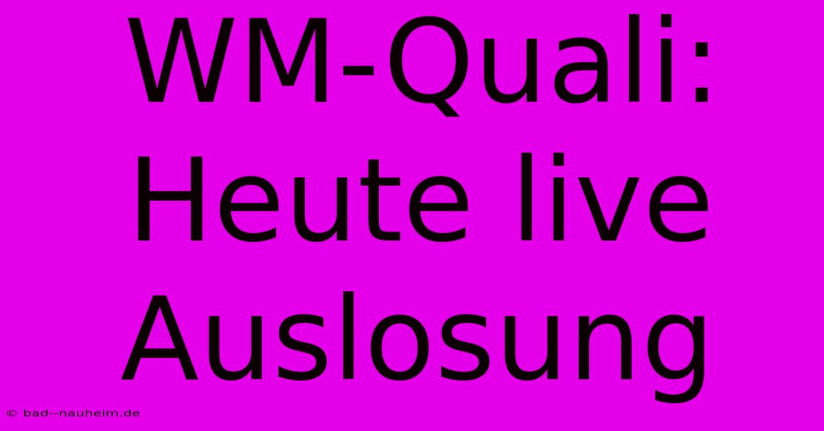 WM-Quali: Heute Live Auslosung