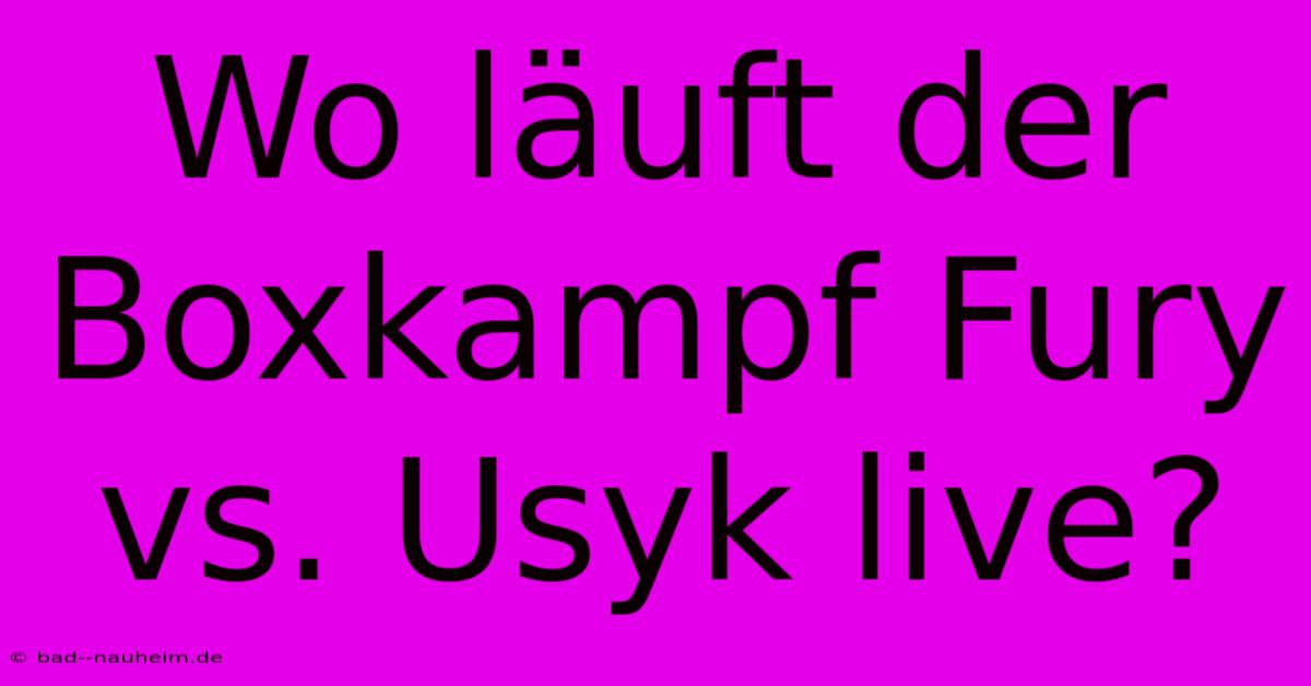 Wo Läuft Der Boxkampf Fury Vs. Usyk Live?