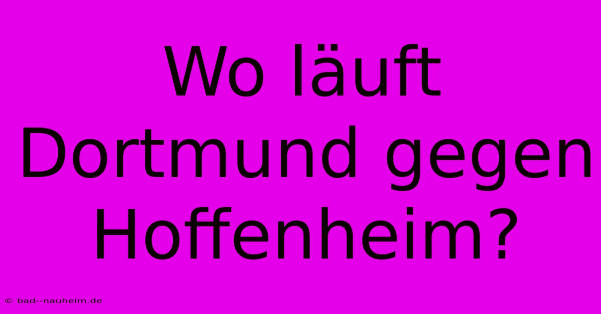 Wo Läuft Dortmund Gegen Hoffenheim?