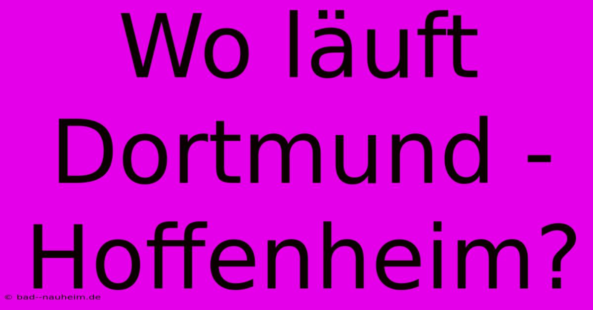 Wo Läuft Dortmund - Hoffenheim?