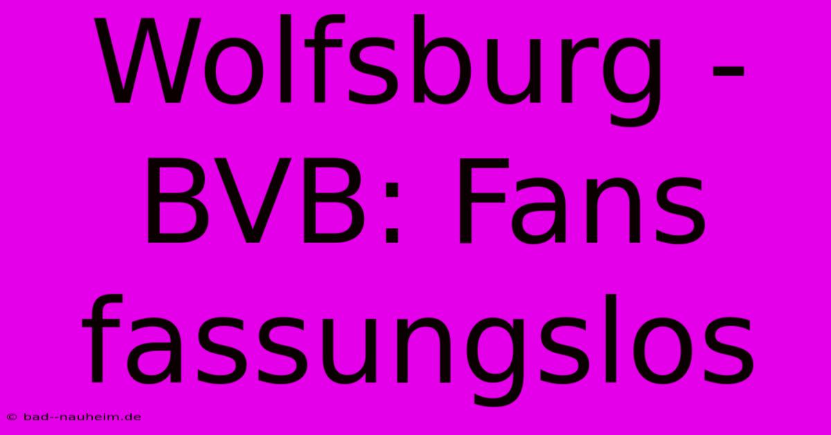 Wolfsburg - BVB: Fans Fassungslos