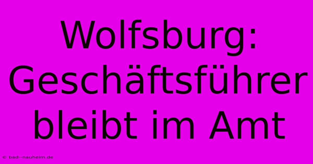 Wolfsburg: Geschäftsführer Bleibt Im Amt