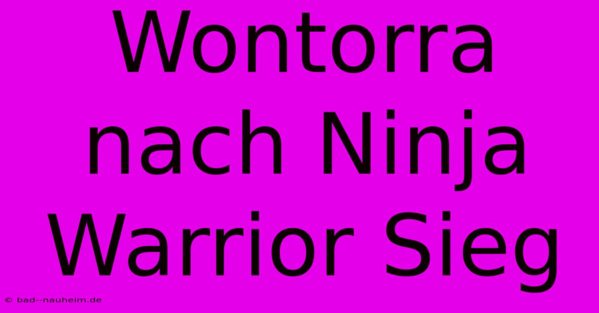 Wontorra Nach Ninja Warrior Sieg