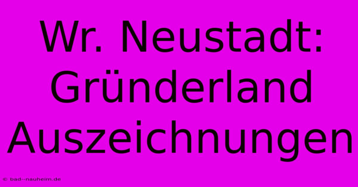 Wr. Neustadt: Gründerland Auszeichnungen