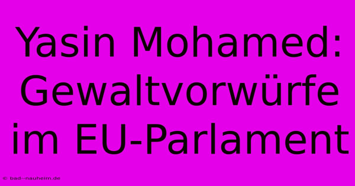 Yasin Mohamed:  Gewaltvorwürfe Im EU-Parlament