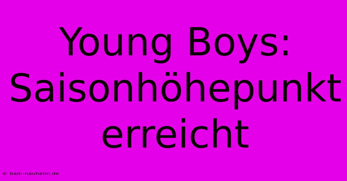 Young Boys: Saisonhöhepunkt Erreicht