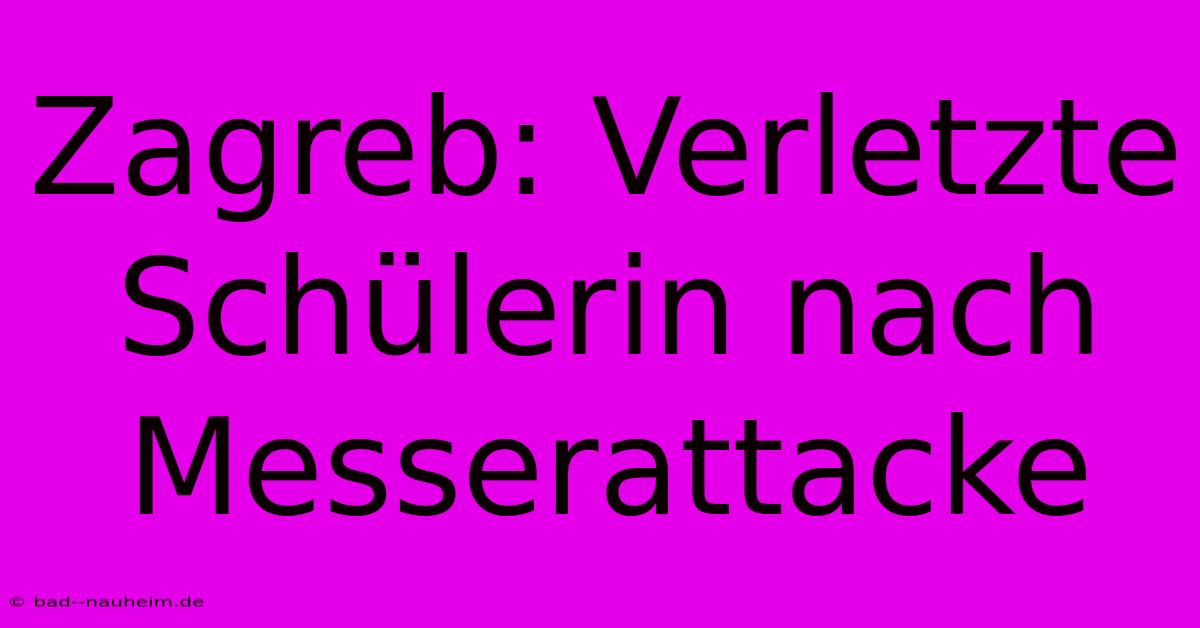 Zagreb: Verletzte Schülerin Nach Messerattacke