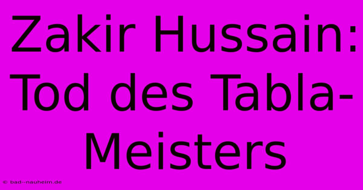 Zakir Hussain: Tod Des Tabla-Meisters