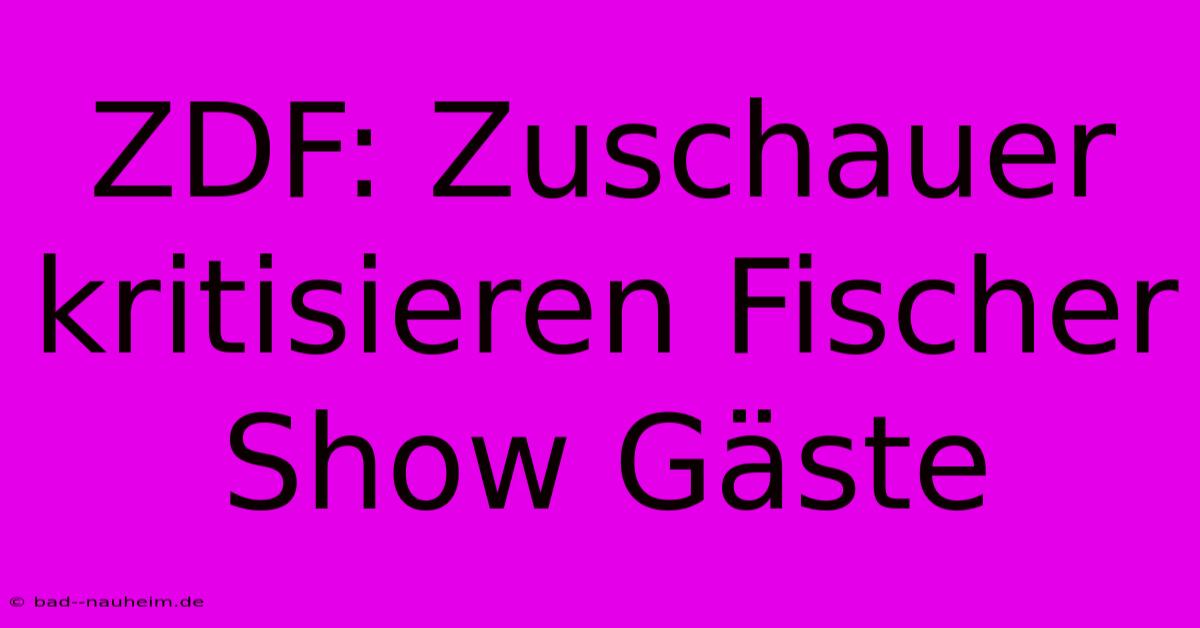 ZDF: Zuschauer Kritisieren Fischer Show Gäste