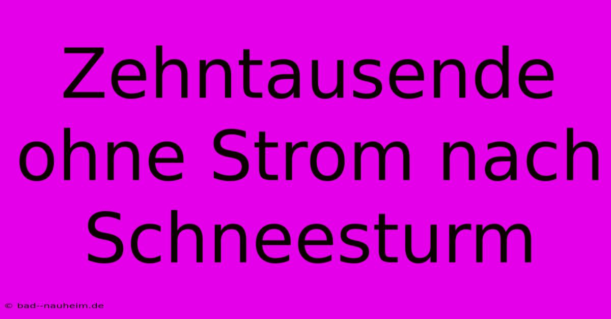 Zehntausende Ohne Strom Nach Schneesturm