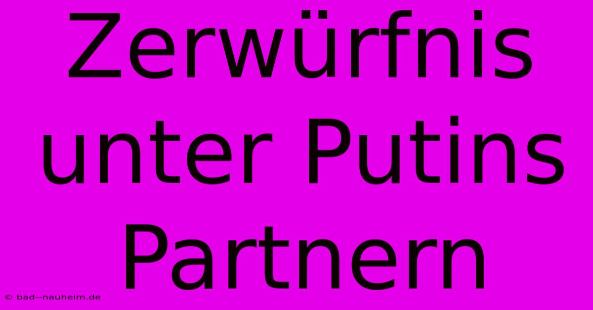 Zerwürfnis Unter Putins Partnern