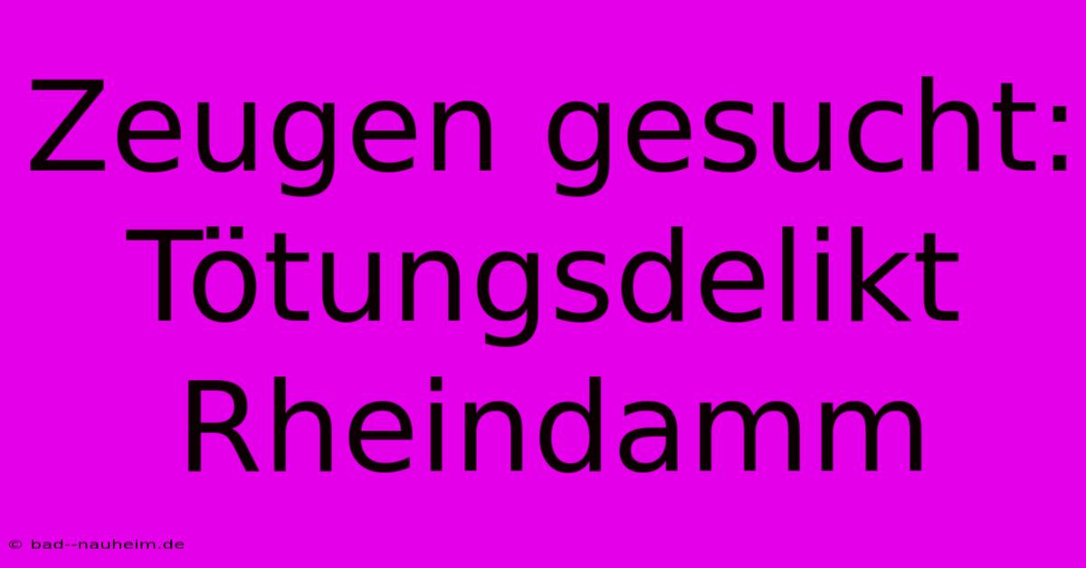 Zeugen Gesucht: Tötungsdelikt Rheindamm