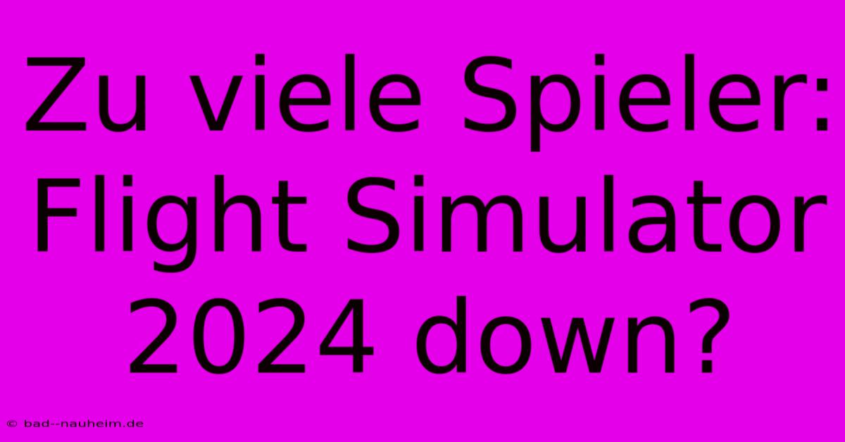 Zu Viele Spieler: Flight Simulator 2024 Down?