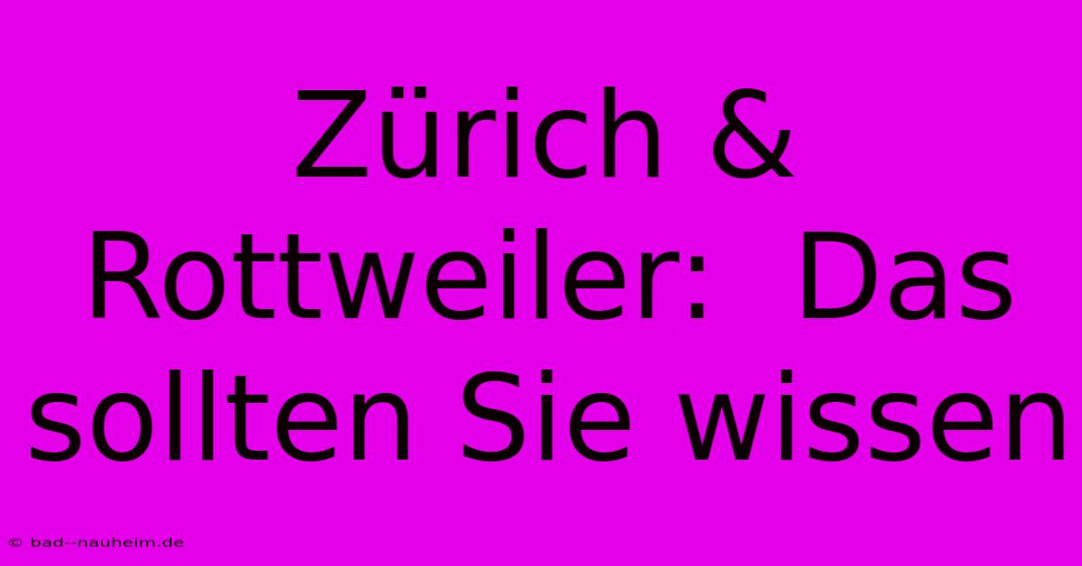 Zürich & Rottweiler:  Das Sollten Sie Wissen