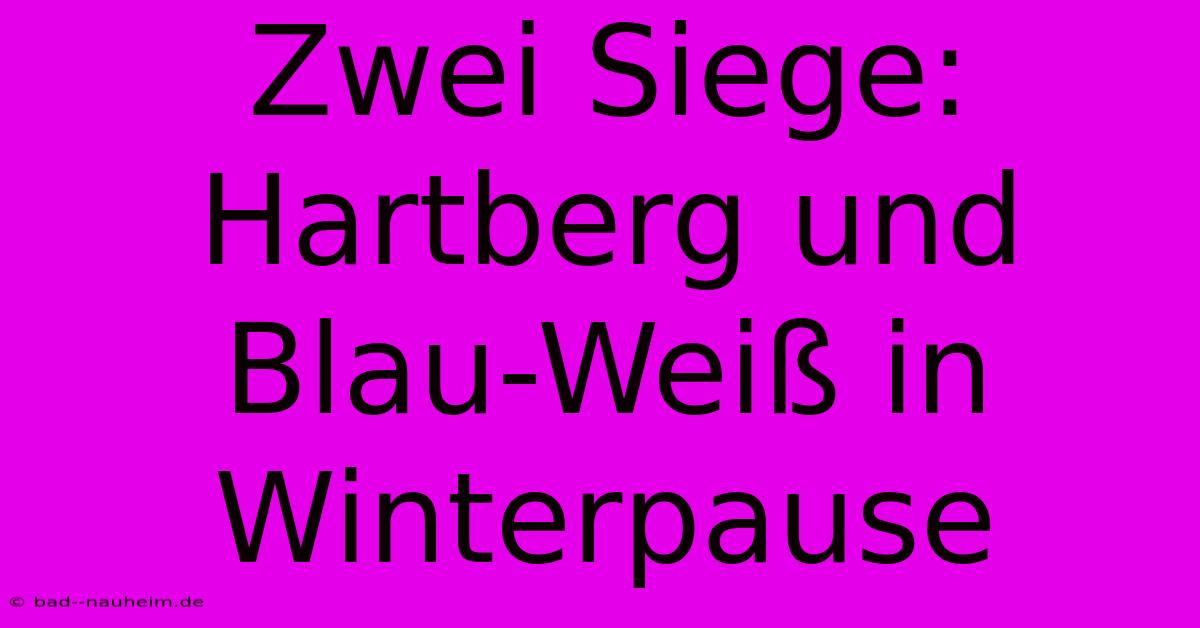 Zwei Siege: Hartberg Und Blau-Weiß In Winterpause