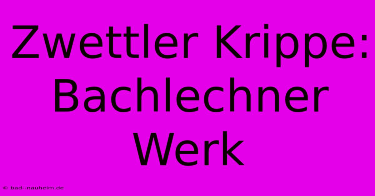 Zwettler Krippe: Bachlechner Werk